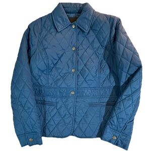 Talbots Diamond Quilted Lightweight Jacket Blue size Small Snap Closure